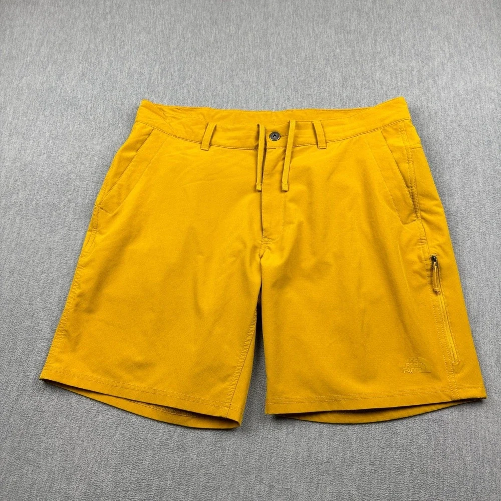 The North Face Shorts Men 36 Yellow Stretch Rolling Sun Packable Flashdry Zip 9